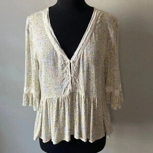 Lucky Brand | Bell Sleeve V- Neck  Top